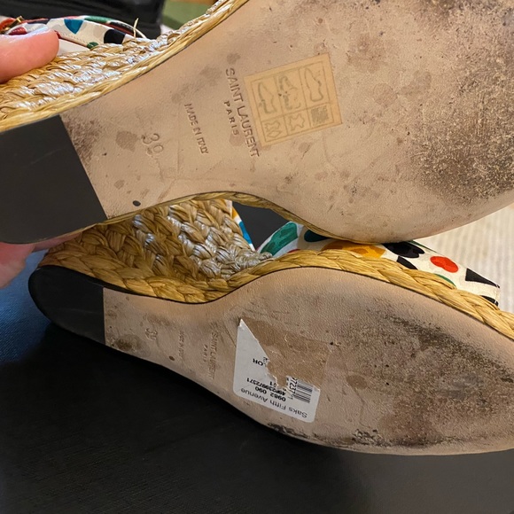 Saint Laurent Paloma Multi Colored Espadrille Wedge Sandals Size 39 - Picture 6 of 10